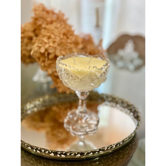Candle in a Vintage crystal dish,  Vintage Decor - Picture 5 of 6